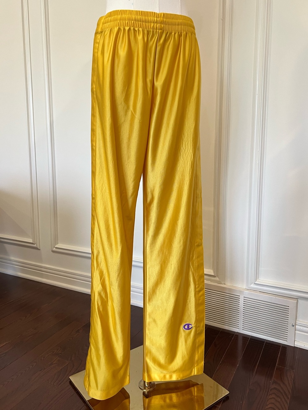 Vintage Champion Yellow Purple Snap Tearaway Wide Leg Track Warm Up Pants
